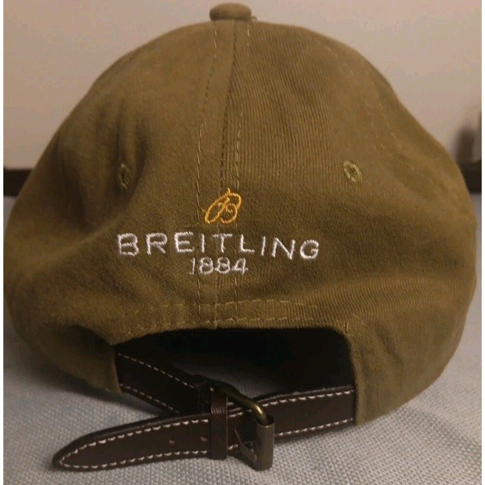 Breitling Watch Hat Cap Men Green Airplane Pilot Aviator Distressed Strap Back - Picture 6 of 11